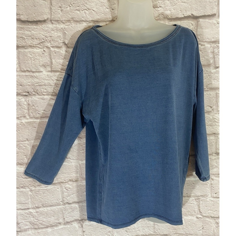 NEW White House Black Market Womens Blue Riviera Drop Shoulder Shirt Size M